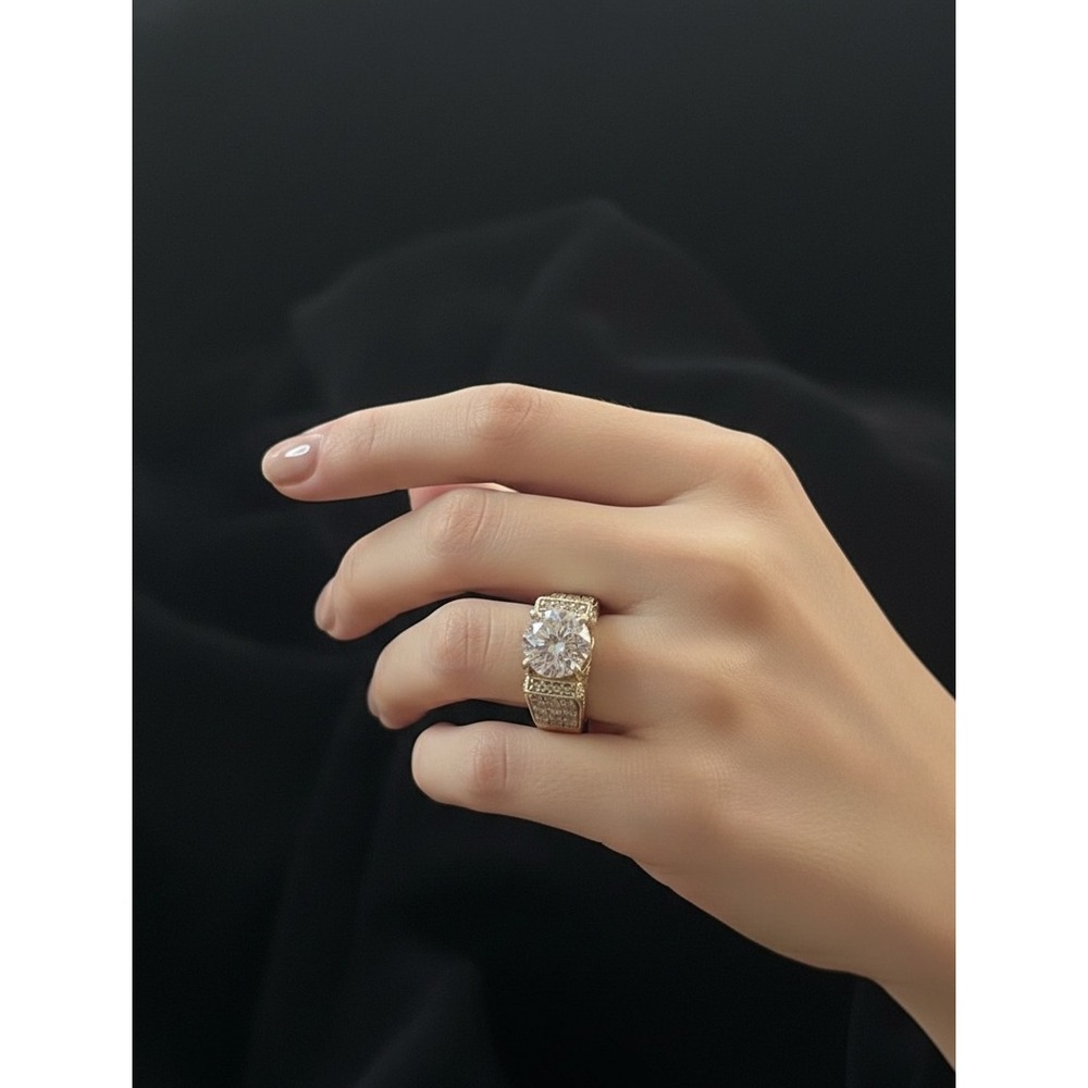 JTV SJD 9.25 Sterling Silver Gold CZ Ring Sz. 5.25